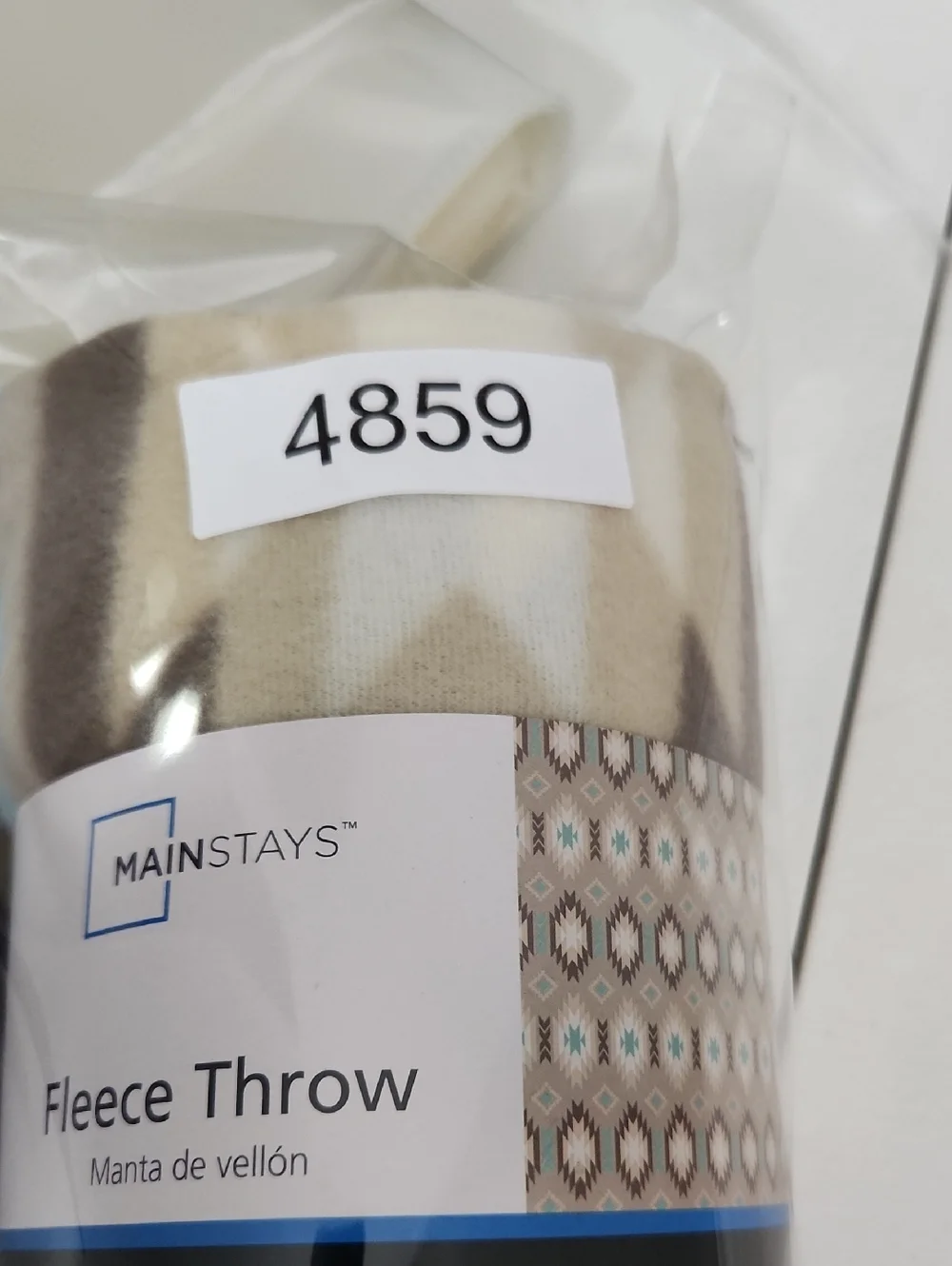 Mainstays Blue Cream Tan Fleece Throw Blanket